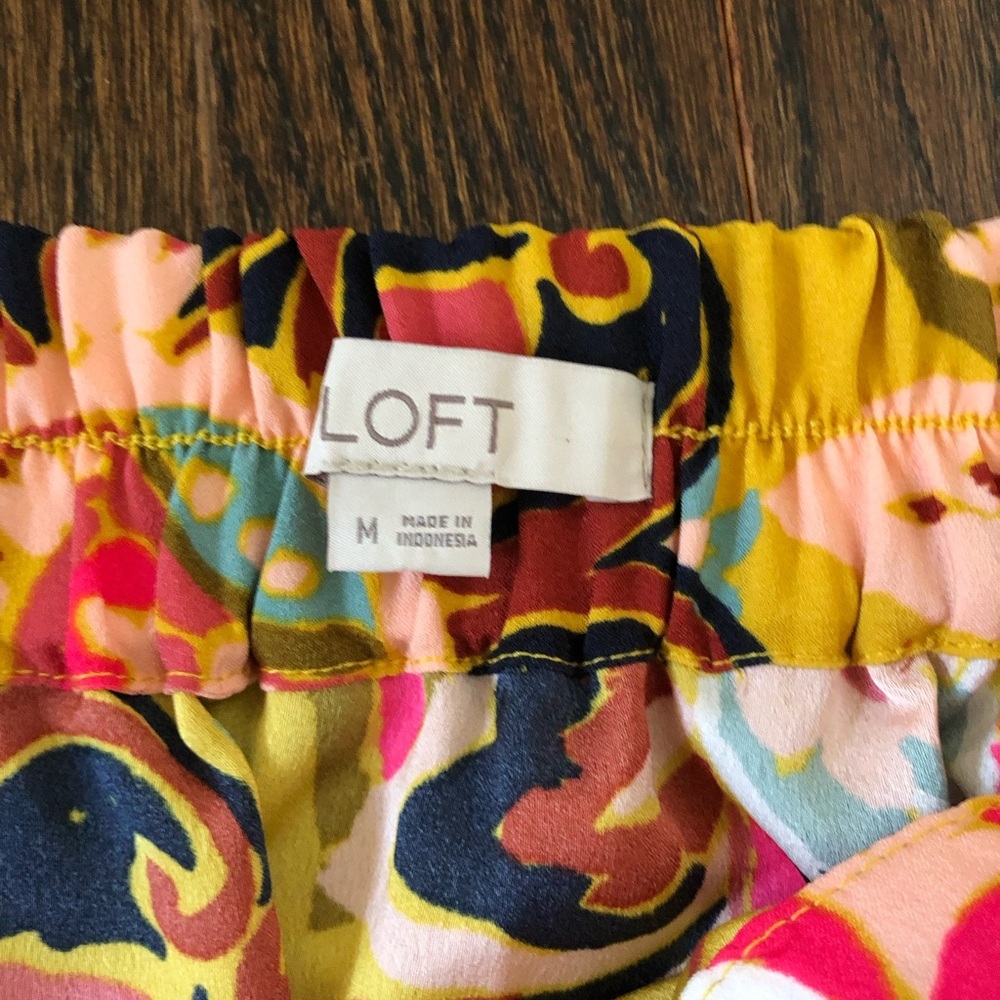 *NWOT* LOFT Women’s M Mustard Yellow Floral Paisley Tie Waist Slit Maxi Skirt - Picture 4 of 13